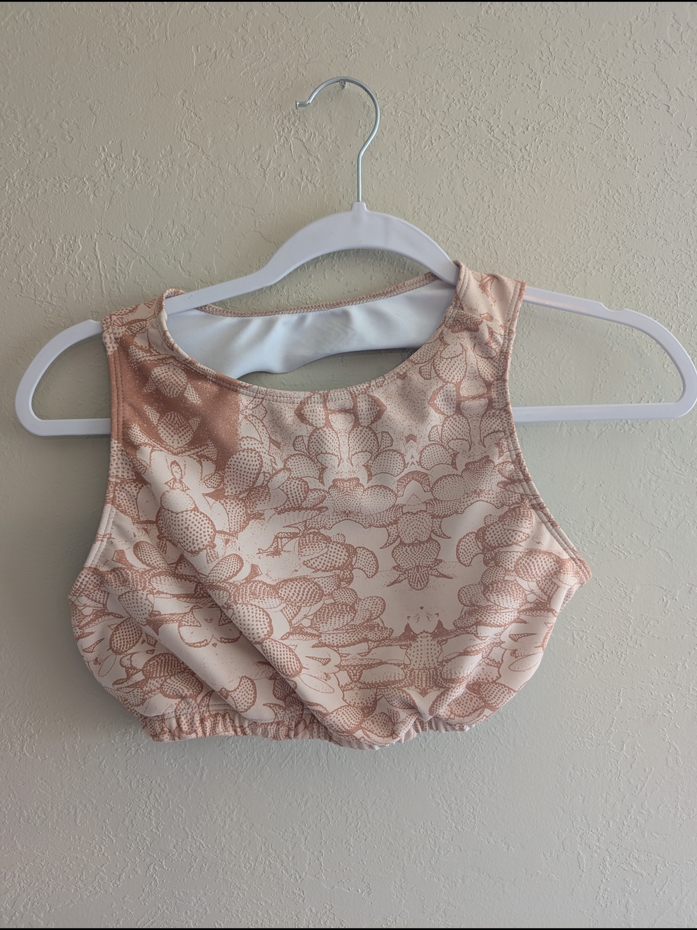 Women's High-Neck Floral Print Sports Bra - TAN